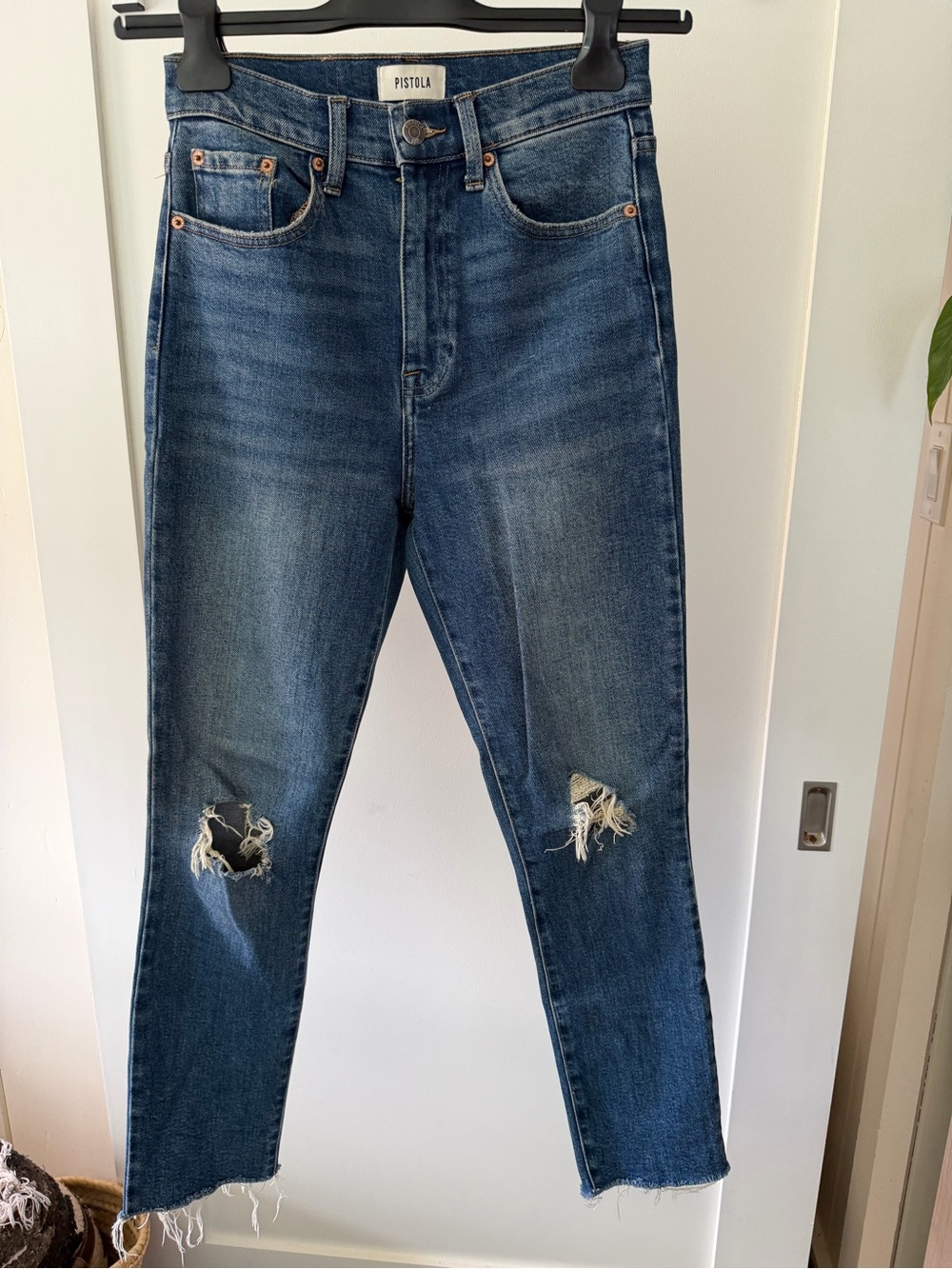 Pistola women’s Blue Distressed Slim Jeans